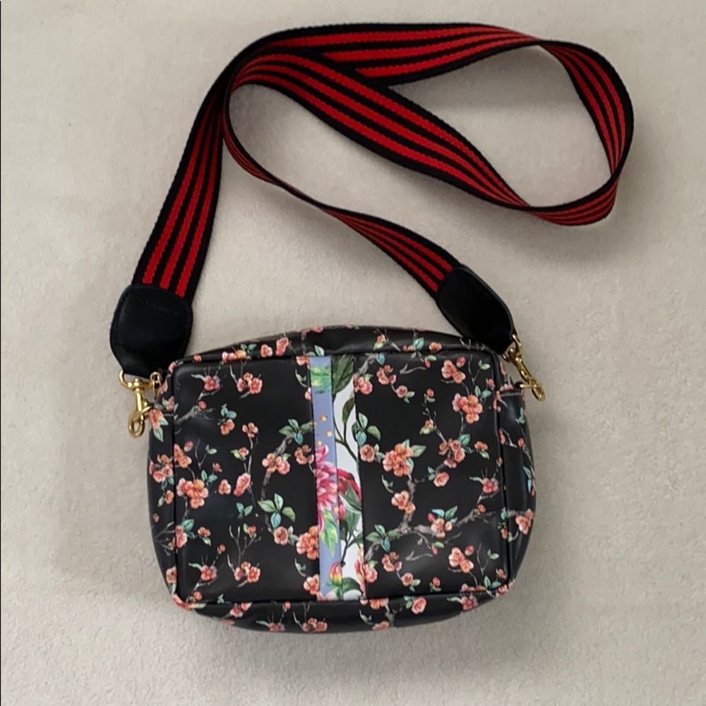 Clare V.  Black Floral cherry blossom midi sac